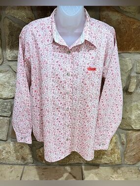 Cowgirl Hardware USA Pink Paisley Ditsy Floral Cotton Western Shirt Womens Large